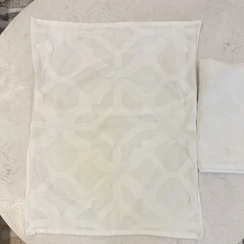 Z Gallerie Set of White Textured Standard Sham Pillow Covers